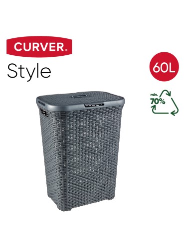 Kosz na pranie ciemny szary Curver Rattan Style, 60 l 3253920707031 31