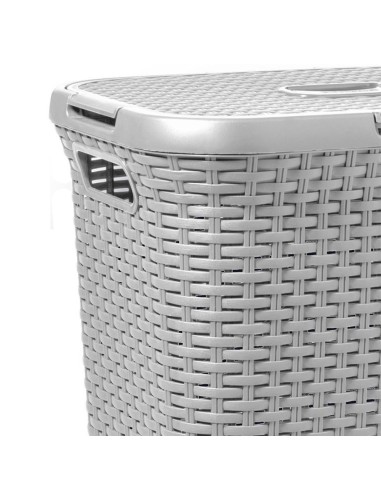 Jasnoszary kosz na pranie 60l Curver Rattan Style 3253920707536 15