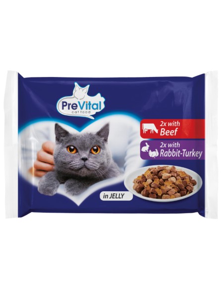 Zestaw mokrej karmy dla kotów PreVital, wołowina indyk królik 4x100 g 5999546172058 11