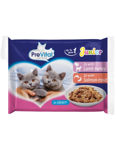 Mokra karma dla kociąt Prevital Junior, mix mięso i ryby 4x100 g 5999566110191 9