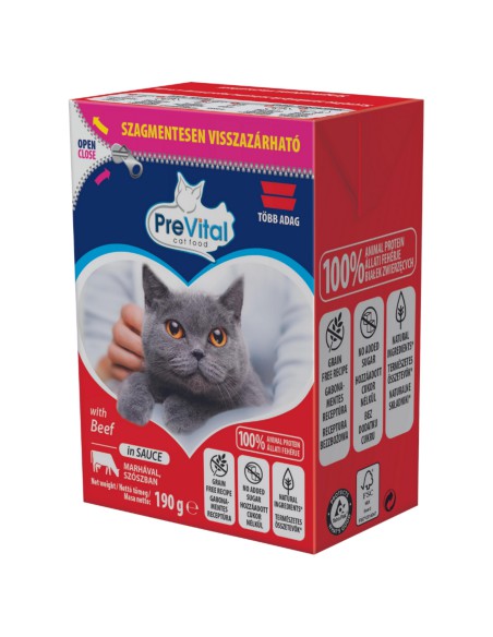 Pełnowartościowa mokra karma dla kota PreVital Tetra, wołowina 190g 5999566111303 7