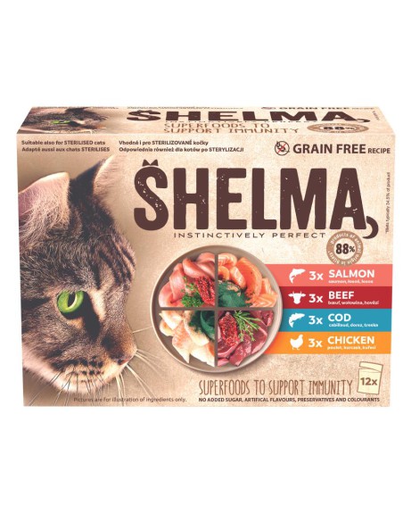 Bezzbożowe fileciki dla kota mix smaków Shelma, 12x85g - Mokra karma dla kota Bezzbożowe fileciki dla kota mix smaków Shelma, 12x85g 8595606406759 22