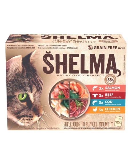 Bezzbożowe fileciki dla kota mix smaków Shelma, 12x85g - Mokra karma dla kota Bezzbożowe fileciki dla kota mix smaków Shelma, 12x85g 8595606406759 23