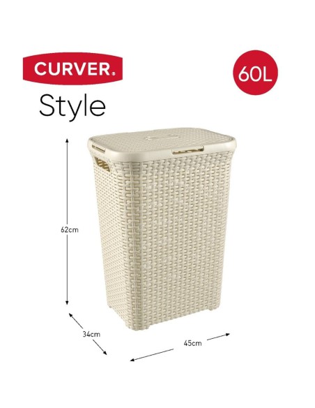 Kremowy 60l kosz na pranie Curver Rattan Style 3253920707000 9
