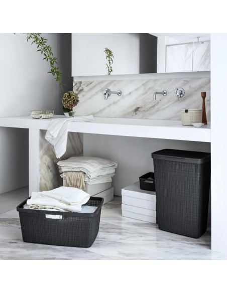 Ciemny szary kosz na pranie 46l Curver Jute 3253928091026 3