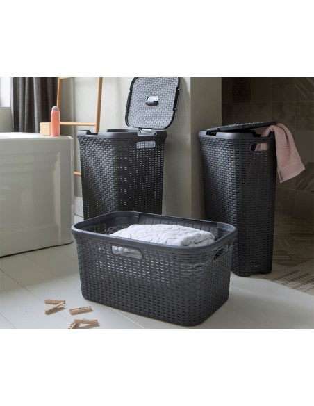 Szary kosz na pranie 40l Curver Rattan Style 3253920709011 5