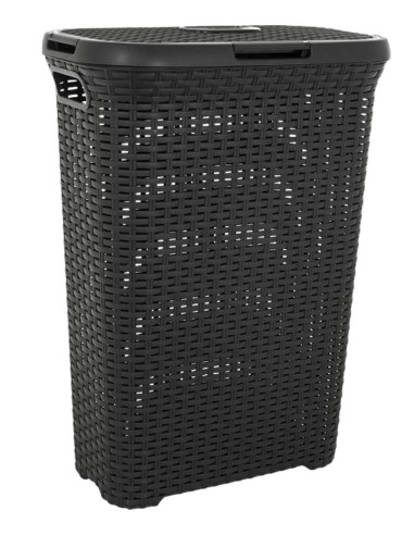 Brązowy kosz na pranie 60l Curver Rattan Style 3253920707017