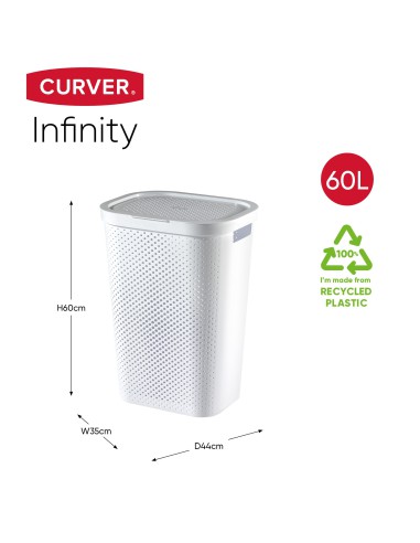 Biały kosz na pranie 60l Curver Infinity Recycled 3253924754178 12