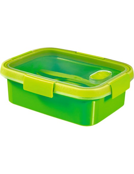 Zielony pojemnik na żywność ze sztućcami 1,4l Curver 3253920946003