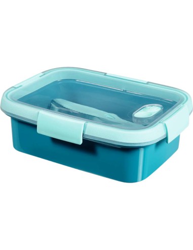 Niebieski lunchbox na żywność ze sztućcami 1,4l Curver 3253920946010