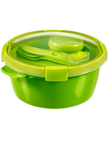 Zielony lunchbox na jedzenie ze sztućcami 1,4l Curver 3253920921000