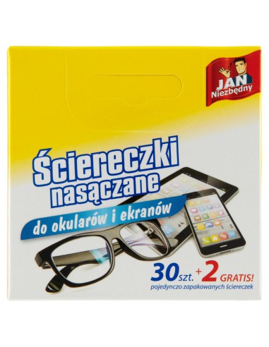 Ściereczki do czyszczenia okularów i ekranów nasączane 30szt Jan Niezbędny - Ścierki i ściereczki