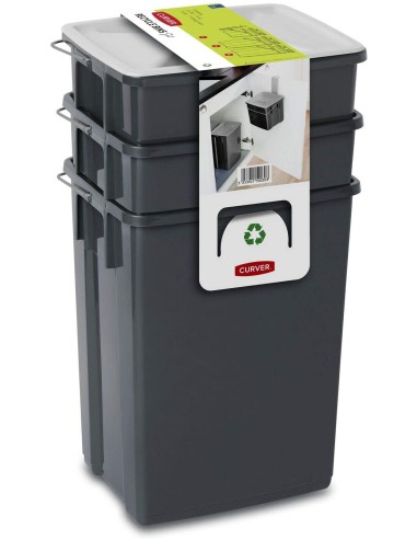 Zestaw koszy na śmieci do segregacji odpadów 2x10l + 6l Curver - Kosze na śmieci