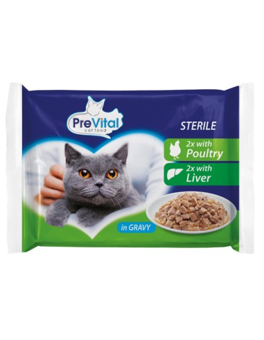 Wysokojakościowa mokra karma dla kotów sterylizowanych PreVital Sterile 4x100g - Karma dla kota