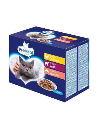 Mokra karma dla kota Mix Mięso Ryby 12x100g PreVital Box  - Karma dla kota