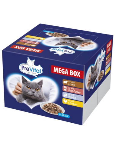 Mega Box Mokra karma dla kota Smaki mięsne 24x100g PreVital - Karma dla kota