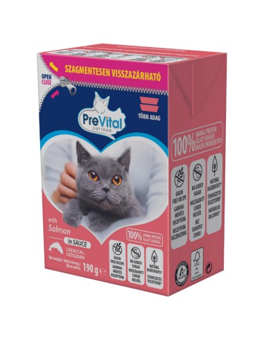 Aromatyczna mokra karma dla kota kawałki z łososiem PreVital Tetra 190g - Przysmaki dla kota
