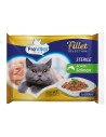 Mokra karma w sosie dla sterylizowanych kotów Prevital Fillet, łosoś 4x85 g