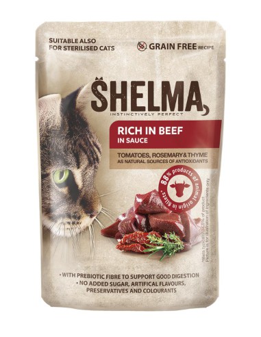 Bezzbożowe wołowe fileciki dla kota Shelma 85g - Karma dla kota