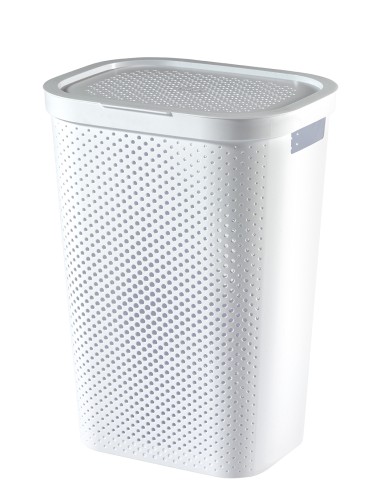 Biały kosz na pranie 60l Curver Infinity Recycled 3253924754178