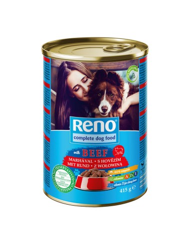 Soczysta mokra karma dla psa z wołowiną w sosie Reno 415g - Karma dla psa