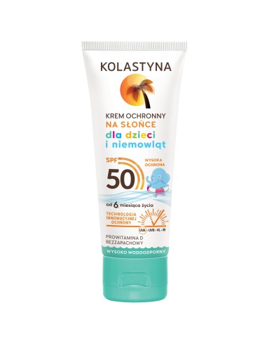 Krem chroniący przed słońcem dla dzieci i niemowląt z silną ochroną SPF 50 Kolastyna 75 ml 5900536341347