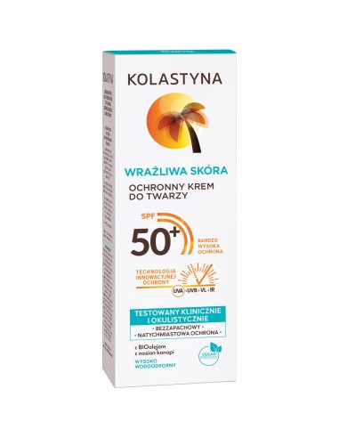 Nawilżający krem ochronny do twarzy Kolastyna SPF 50+ 50 ml 5900536339160 2