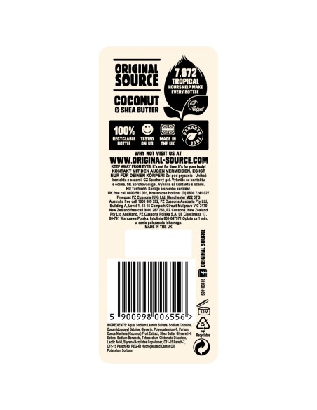 Kokosowy żel pod prysznic 500ml ORIGINAL Source 5900998006556 4