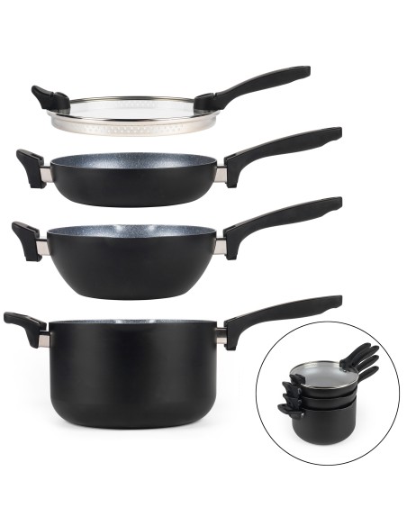 Zestaw Wok Rondel Patelnia Pokrywka Russell Hobbs 4el 5054061315882 4