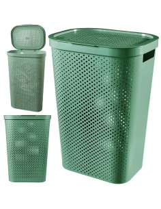 Zielony kosz na pranie 60l Curver Infinity Recycled 3253924754185
