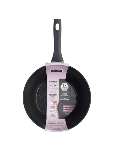 Patelnia wok nieprzywierająca 28cm Salter Geo Hex 5054061356380 2