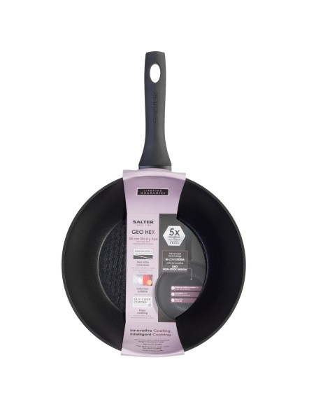 Patelnia wok nieprzywierająca 28cm Salter Geo Hex 5054061356380 2