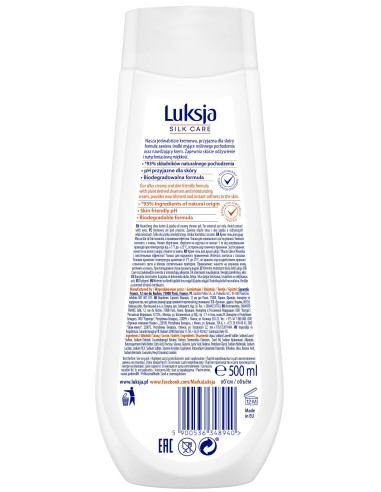 Żel z olejkiem jojoba i masłem shea pod prysznic 500ml Luksja Silk Care 5900536348940 2