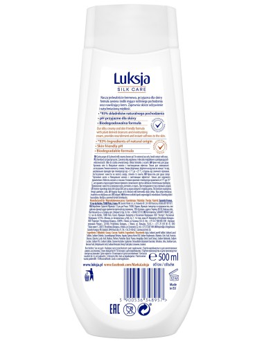 Żel z olejkiem arganowym pod prysznic 500ml Luksja Silk Care 5900536348957 2