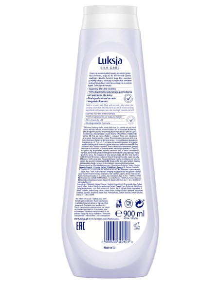 Płyn jagodowa babeczka do kąpieli 900ml Luksja Creamy&Soft 5900536349107 2