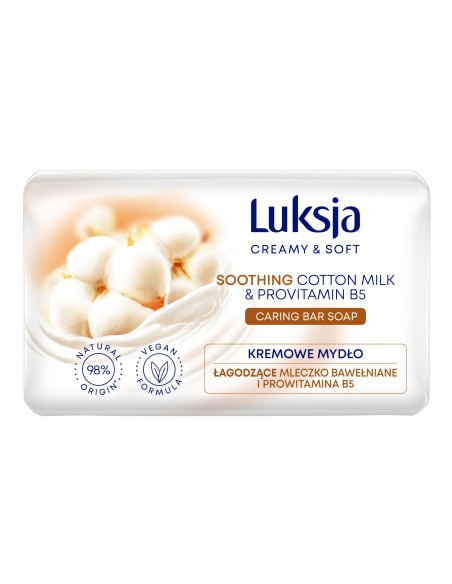 Nawilżające mydło w kostce cotton 90g Luksja Creamy&Soft 5900536348735