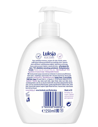 Lawendowe mydło z imbirem w płynie 250ml Luksja Silk Care 5900536348858 2