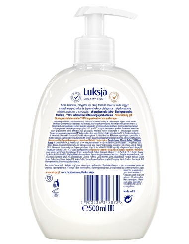 Cotton mydło w płynie 500ml Luksja Creamy&Soft 5900536348872 2