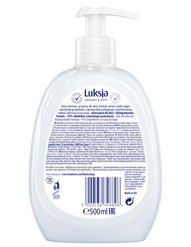 Len mydło w płynie 500ml Luksja Creamy&Soft 5900536348896 2