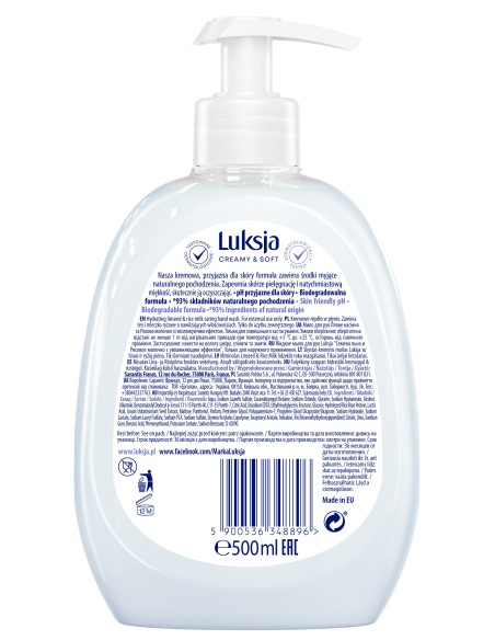 Len mydło w płynie 500ml Luksja Creamy&Soft 5900536348896 2