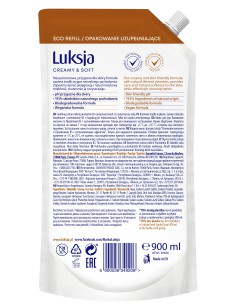Zapas mydła cotton w płynie 900ml Luksja Creamy&Soft 5900536349206 2