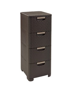 Regał z 4 szufladami 4 x 14l brązowy Curver Rattan Style 3253926605003