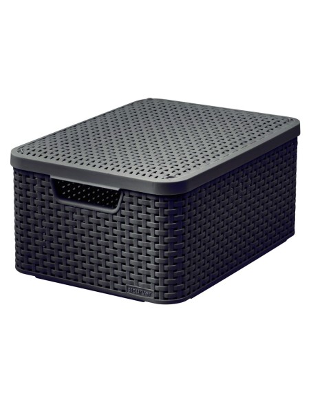 Koszyk do przechowywania z pokrywką 18l  Curver Rattan Style 3253923618013