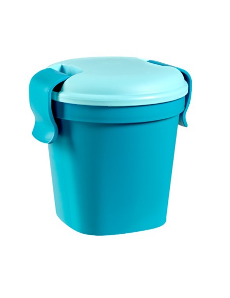 Pojemnik na śniadanie ze sztućcami + mały kubek niebiesko-fioletowy 0,4L Curver LUNCH&GO 3253920768025 3