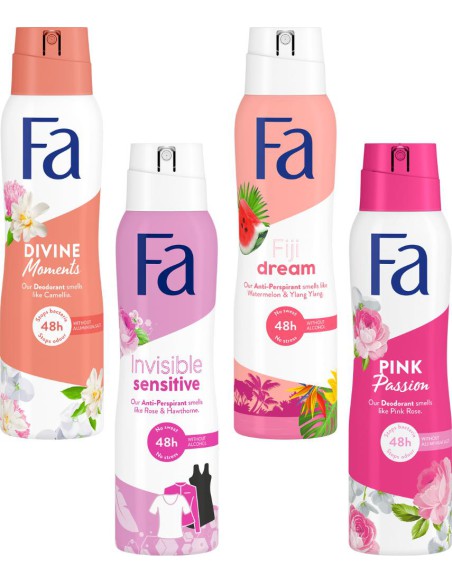 Kosmetyczny zestaw damski 2x dezodorant 150ml 2x antyperspirant 150ml Fa 3838824404516