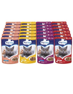 Saszetki kociej karmy mix mięsa oraz ryby 24 x 100g PreVital 5999508137996 2