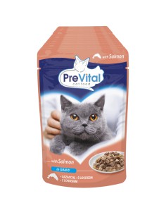 Karma z łososiem mokra dla kotów dorosłych łosoś 12x100g PreVital 5999546170436 2