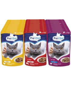 24 saszetki mokrej karmy dla kota Mix smaki mięsne 24 x 100g PreVital 5999546172027 2