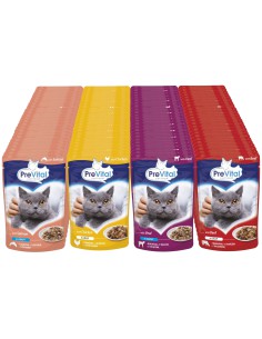 Zapas mokrej karmy dla kota Mix mięso ryba 96 x 100g PreVital 5999546172027 2