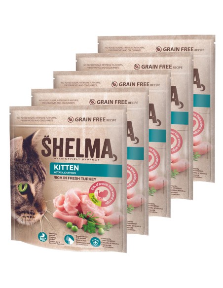 Sucha karma bezzbożowa dla kociąt Shelma Kitten 5x750g 8595606405301 4